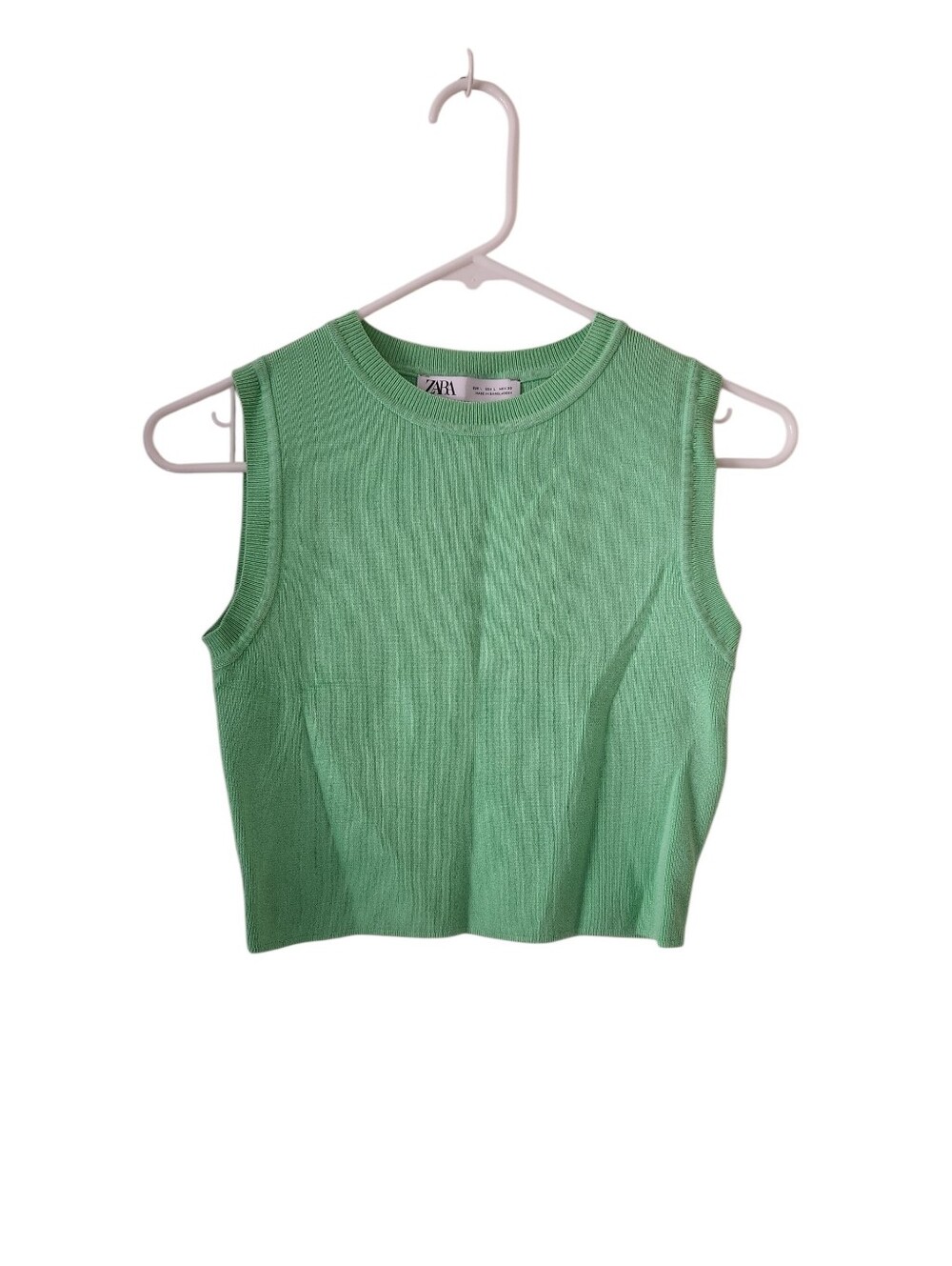 Zara Green Sleeveless Croppes Knit Sweater